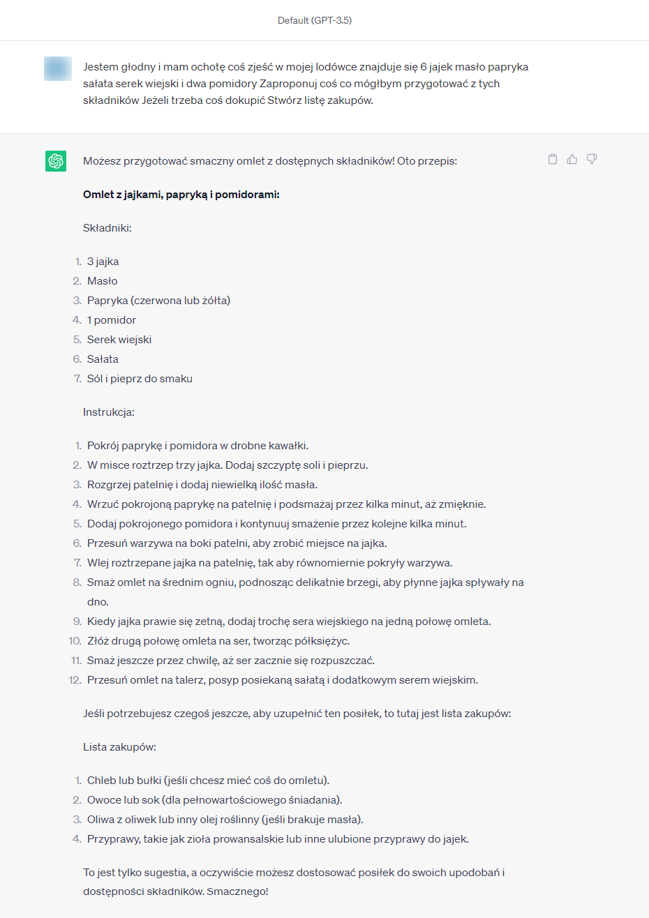 Tworzenie przepisów kucharskich w ChatGPT